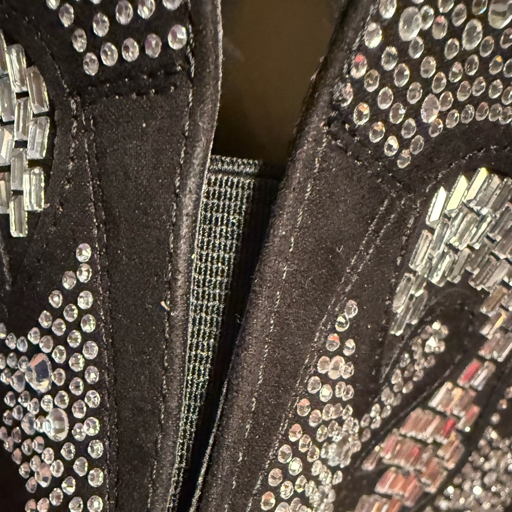INC International Concepts NWT Sz 6.5 Black Rhinestone Embellished Boots (SH150) - Picture 12 of 15